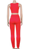 rose red Active Solid pencil Sleeveless Two Pieces
