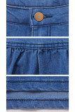 Pantalones pantalones sueltos de mezclilla sin mangas con botones de mezclilla azul oscuro