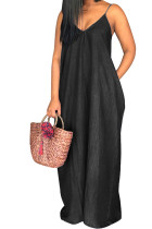 Zwarte Mode Sexy Casual Solid Printing Slip-jurken