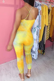 Yellow Fashion Light Print Sleeveless Slip Jumpsuits