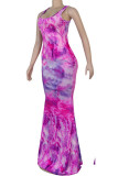 purple Fashion adult Ma'am Lightly cooked Blue rose red Light Green purple Dark Red Army Green Tank Sleeveless O neck Mermaid Floor-Length Print Dresses