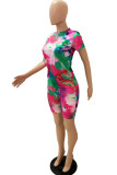 Розовые модные повседневные костюмы из двух предметов с принтом «мэм» для взрослых, прямые костюмы из двух предметов с короткими рукавами