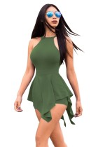 Армейский зеленый однотонный модный сексуальный комбинезон с открытой спиной