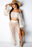 Orange Sexy Fashion tassel HOLLOWED OUT perspective Patchwork A-line skirt Long Sleeve
