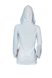 White hooded Print Blend Long Sleeve Sweats & Hoodies
