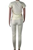 Light Pink Fashion Casual Solid Patchwork Regular Two-piece Pants Set