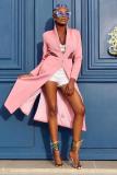 Пэчворк на молнии розового цвета с воротником-стойкой Slim fit Solid Pure Long Sleeve Coats & C