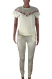 Light Pink Fashion Casual Solid Patchwork Regular Two-piece Pants Set