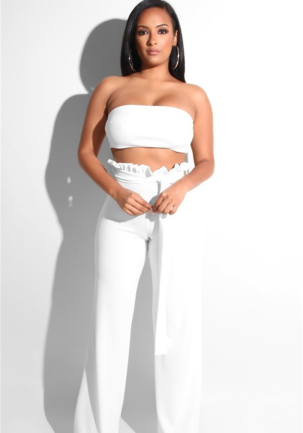 White Army Plain Low Waist Two-piece suit