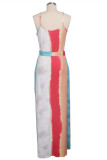 Розово-красный сексуальный модный комбинезон без рукавов на тонких бретельках длиной до пола, асимметричный пэчворк Pr