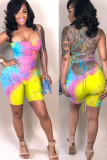 multicolor Fashion Sexy Coloured drawing Backless Sleeveless Slip Rompers