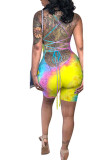 multicolor Fashion Sexy Coloured drawing Backless Sleeveless Slip Rompers