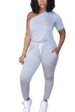 Preto moda casual adulto senhora retalhos sólido assimétrico ternos de duas peças em linha reta manga curta duas peças
