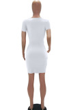 Белое молоко. Модное платье-карандаш с короткими рукавами и коротким рукавом с v-образным вырезом для взрослых в Европе и Америке, однотонные платья длиной до колен, мэм