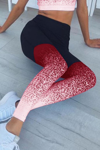 Rote Milchseide-Elastikhose mit hohem Farbverlauf, schmale Hose