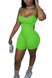 Green Fashion Sexy Solid Sleeveless Slip Rompers