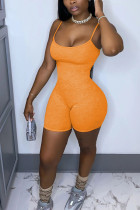 Oranje mode sexy effen mouwloze slip-rompertjes