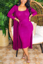 Фиолетовый модный сексуальный взрослый мэм однотонный костюм из двух предметов карандаш с длинным рукавом из двух предметов
