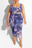 Cintura con stampa slip sexy arancione e rosa Tie Dye Plus Size