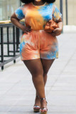 Оранжевая мода для взрослых Ma'am OL O-образный вырез с принтом Tie Dye Plus Размер
