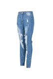 Голубые джинсовые брюки-карандаш с застежкой-молнией и высоким отверстием