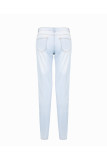 Pantaloni a matita per lavaggio in denim bianco con cerniera Fly High Solid