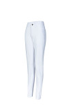 Pantalones de lápiz de lavado sólido alto con cremallera de mezclilla blanca