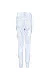 Pantalones de lápiz de lavado sólido alto con cremallera de mezclilla blanca