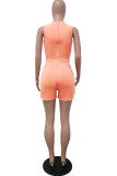 Pink Fashion Casual Patchwork bandage Hollow Solid Sleeveless O Neck Rompers