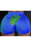 Blue Sexy Straight Sports Print Solid Sports