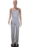 Red Sexy Striped Sleeveless Slip Jumpsuits