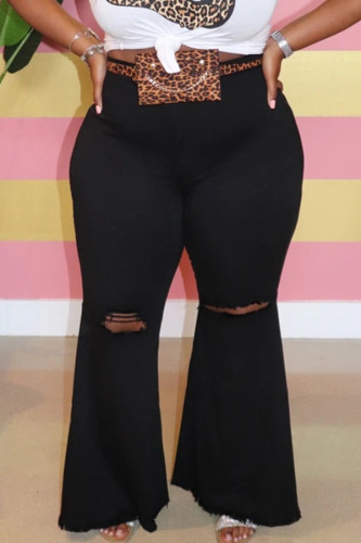 Черный джинсовый модный сексуальный взрослый мэм сплошное отверстие плюс размер