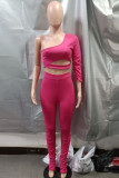 Rose rot Mode Sexy erwachsene Ma'am Solide Zweiteilige Anzüge bleistift Drei Viertel Zwei Stücke