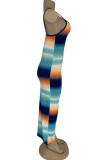 Светло-голубой модный сексуальный взрослый мэм спагетти ремень без рукавов Slip Step юбка длиной до щиколотки платья с принтом