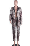 White Casual Print Two Piece Suits Straight Long Sleeve Two-piece Pants Set