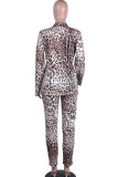 White Polyester Casual Print Two Piece Suits Straight Long Sleeve  Two-piece Pants Set