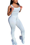 White Fashion Sexy Solid Sleeveless Slip Jumpsuits
