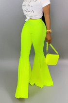 Pantaloni con taglio a stivaletto elasticizzato veneziano verde fluorescente