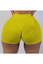 Pantalones cortos elásticos rectos altos sólidos amarillos