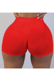Pantalones cortos rectos sólidos elásticos altos rojos