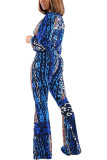 Многоцветный модный сексуальный комбинезон с отложным воротником и длинными рукавами с принтом