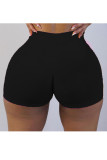 Black Elastic Fly High Solid Straight shorts Bottoms