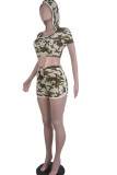 Camouflage Active hooded Print Camouflage Pattern Plus Size
