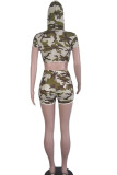 Camouflage Active hooded Print Camouflage Pattern Plus Size