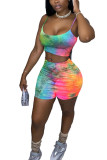 Multi-color Fashion Sexy adult Ma'am Print Two Piece Suits pencil Sleeveless Two Pieces