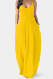 Yellow Sweet Slip Solid Plus Size