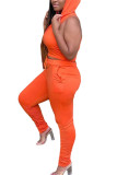 Orange Fashion Sexy adult Ma'am Solid Two Piece Suits pencil Sleeveless Two Pieces