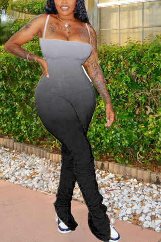 Black Sexy Draped Split Blend Sleeveless Slip Jumpsuits