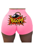 Pink Elastic Fly High Print Straight shorts Bottoms