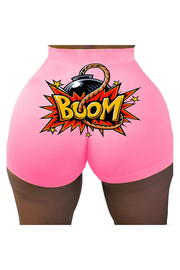 Pink Elastic Fly High Print Straight shorts Bottoms
